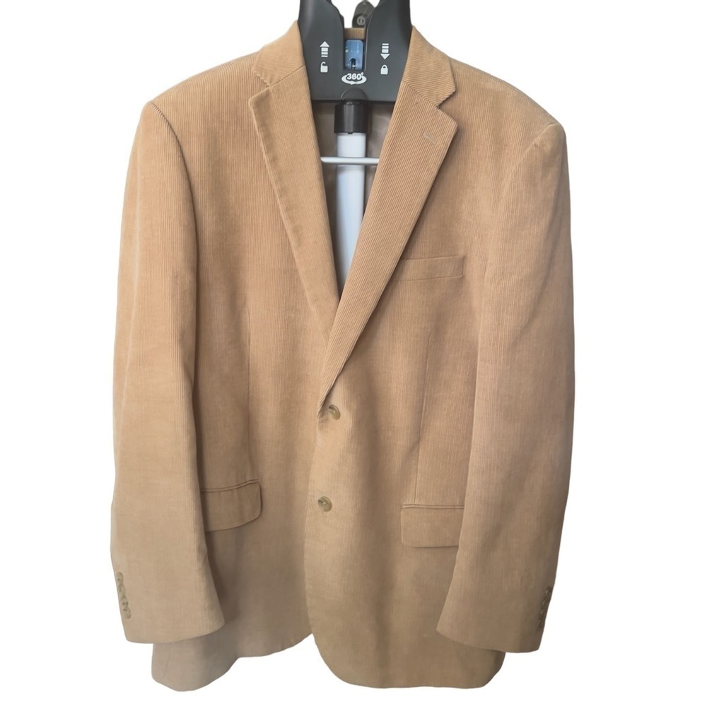DOCKERS Men’s Sz 46L Tan Beige Camel corduroy 2 button Blazer Jacket Sport Coat
